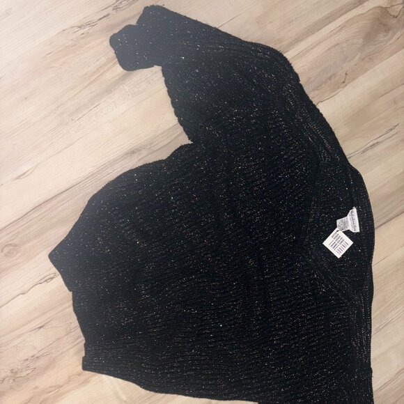 Vintage Valentina Fiore Black and Multicoloured Tinsel Knit V Neck Sweater Sz 44 - Picture 5 of 9